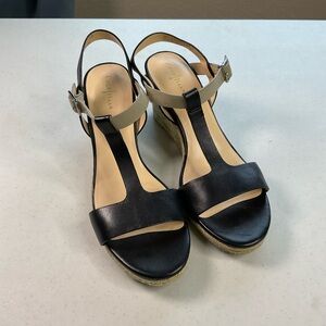Cole Haan Black and Cream Wedge Sandals size 9